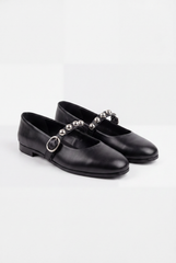 Women’s Tomato Store Mary Jane Ballet Flats Shoes Studded Strap Detail Adjustable Buckle Closure