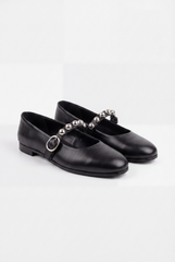 Women’s Tomato Store Mary Jane Ballet Flats Shoes Studded Strap Detail Adjustable Buckle Closure
