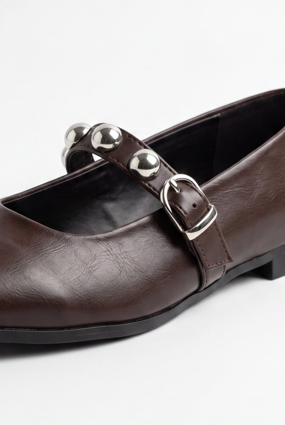 Women’s Tomato Store Mary Jane Ballet Flats Shoes Studded Strap Detail Adjustable Buckle Closure