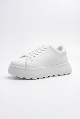Men’s Tomato Store Platform Sneaker Clean Leather Upper Minimal Panel Design Lace Up Closure Shoes