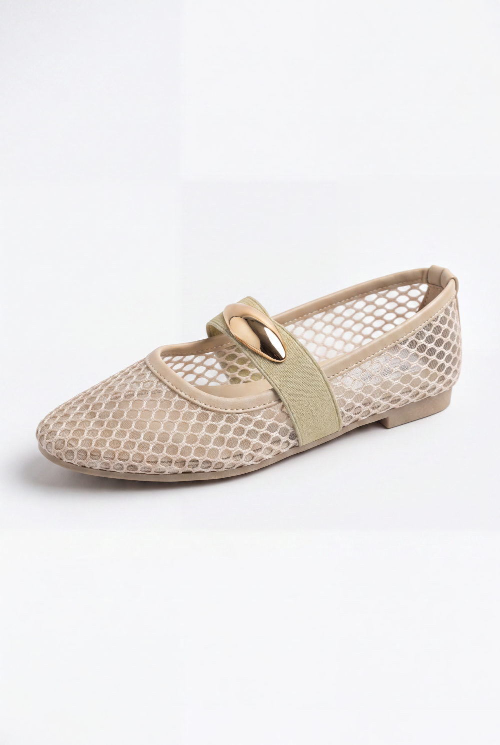Women’s Tomato Store Mesh Ballet Flats Shoes Breathable Open Knit Design Decorative Strap Detail