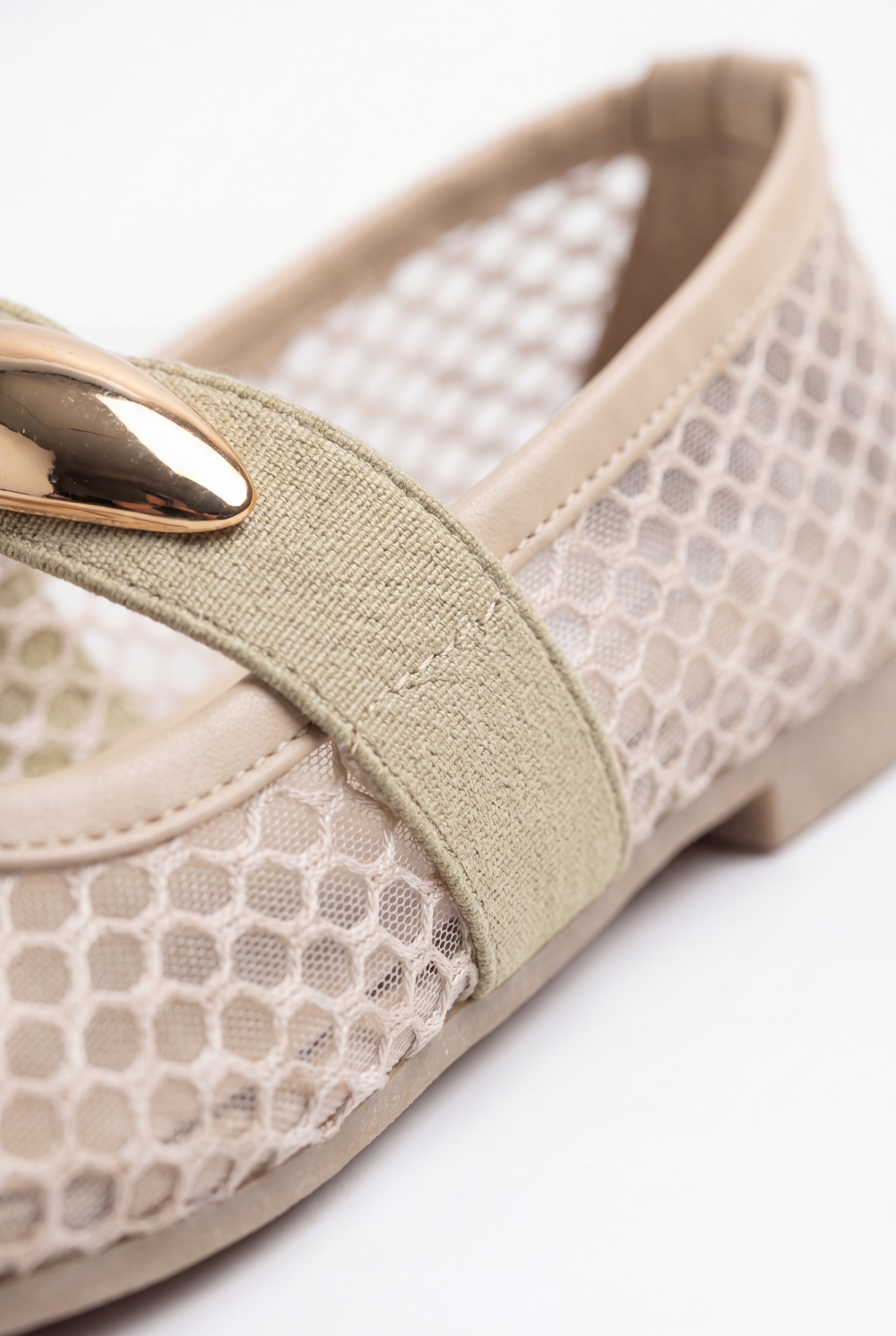 Women’s Tomato Store Mesh Ballet Flats Shoes Breathable Open Knit Design Decorative Strap Detail