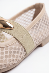 Women’s Tomato Store Mesh Ballet Flats Shoes Breathable Open Knit Design Decorative Strap Detail