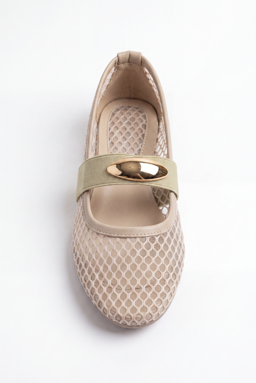 Women’s Tomato Store Mesh Ballet Flats Shoes Breathable Open Knit Design Decorative Strap Detail