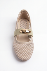 Women’s Tomato Store Mesh Ballet Flats Shoes Breathable Open Knit Design Decorative Strap Detail