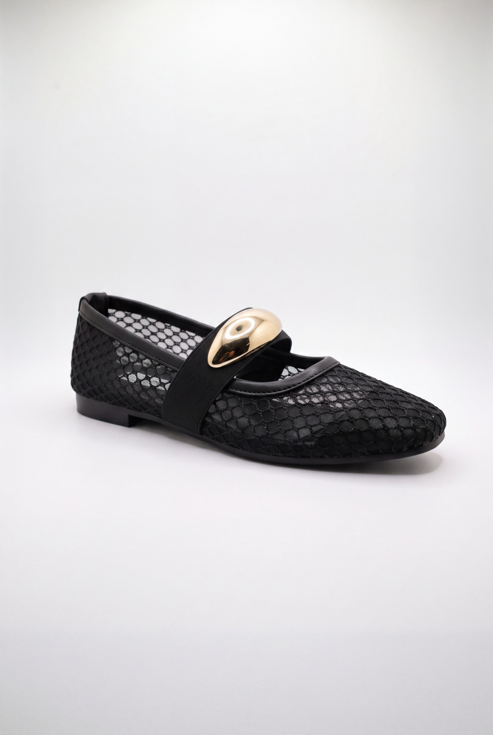 Women’s Tomato Store Mesh Ballet Flats Shoes Breathable Open Knit Design Decorative Strap Detail