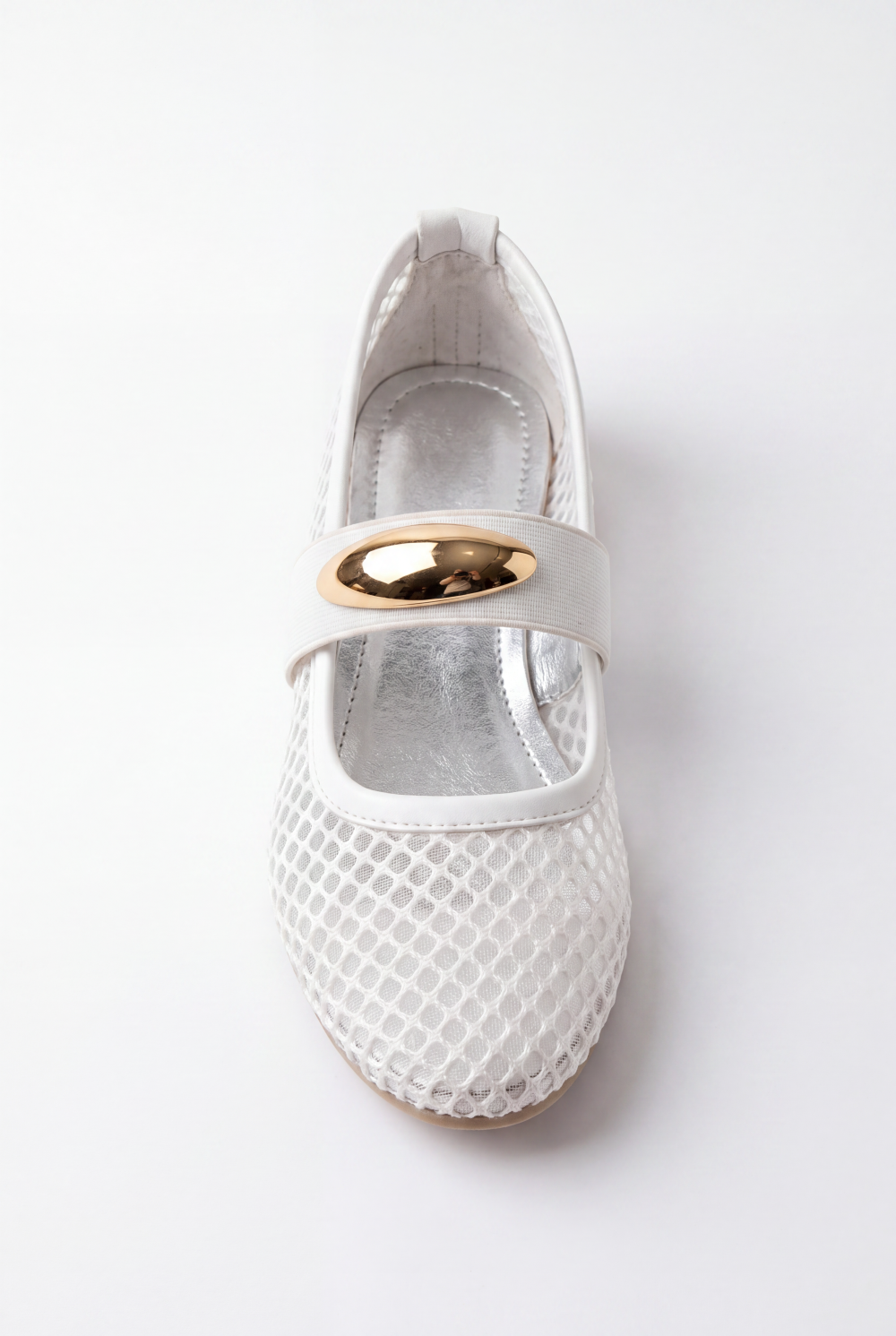 Women’s Tomato Store Mesh Ballet Flats Shoes Breathable Open Knit Design Decorative Strap Detail