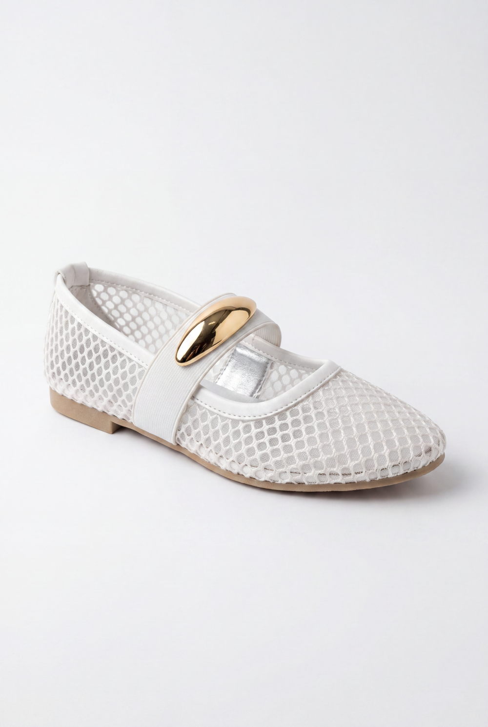 Women’s Tomato Store Mesh Ballet Flats Shoes Breathable Open Knit Design Decorative Strap Detail
