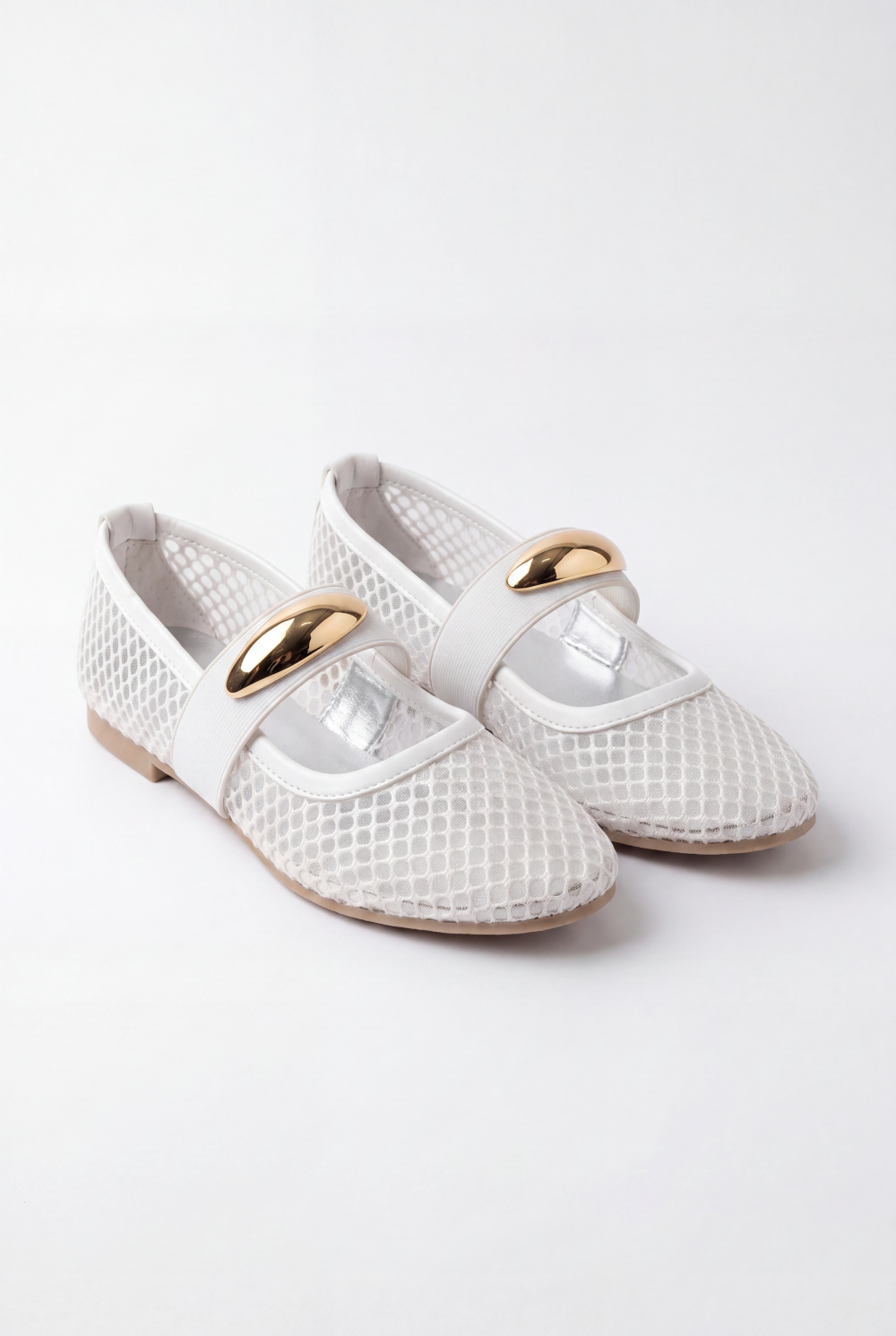 Women’s Tomato Store Mesh Ballet Flats Shoes Breathable Open Knit Design Decorative Strap Detail