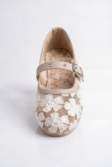Women’s Tomato Store Lace Ballet Flats Shoes Delicate Floral Embroidery Mary Jane Strap Low Heel Design