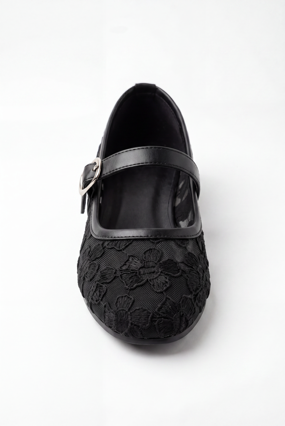 Women’s Tomato Store Lace Ballet Flats Shoes Delicate Floral Embroidery Mary Jane Strap Low Heel Design