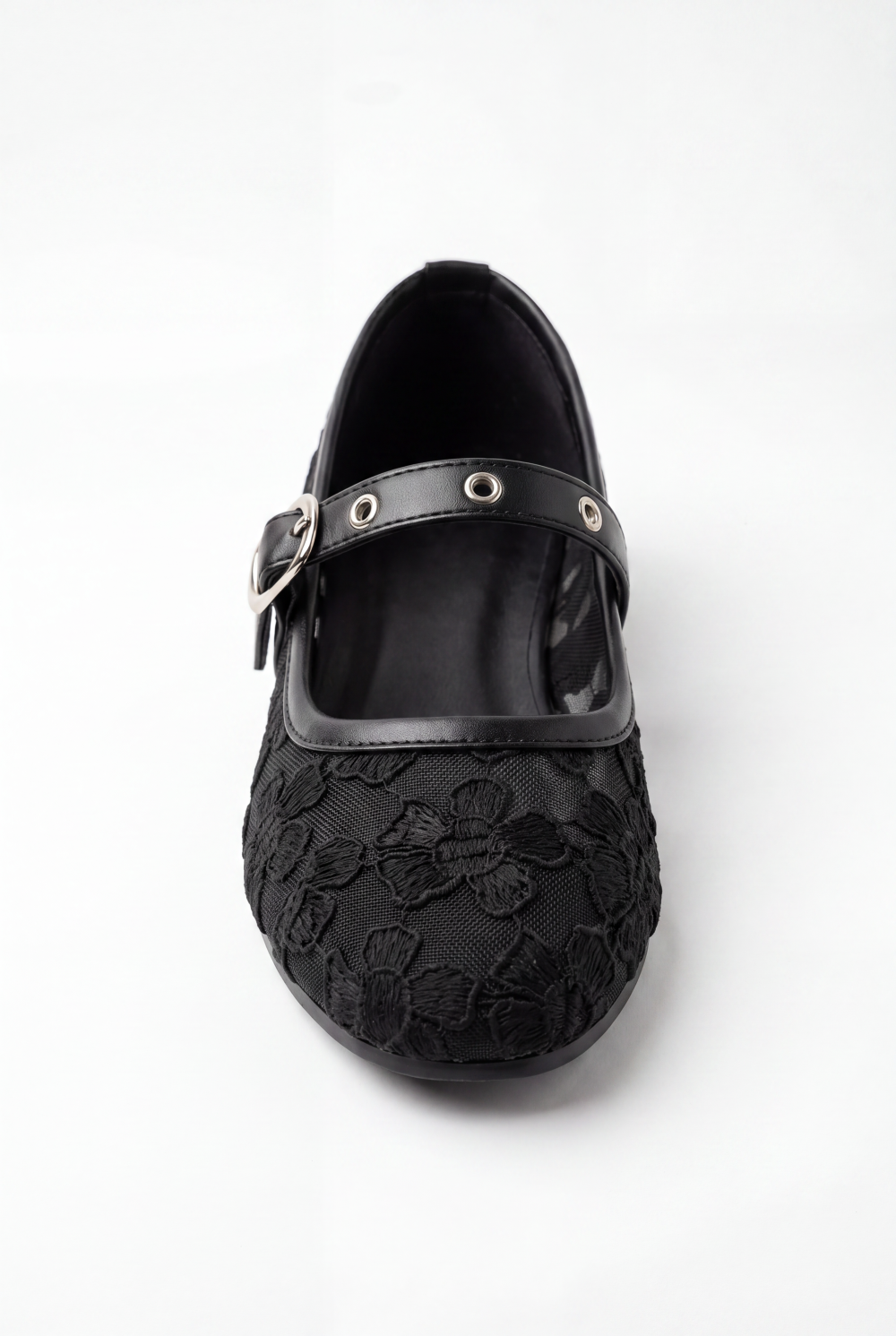 Women’s Tomato Store Lace Ballet Flats Shoes Delicate Floral Embroidery Mary Jane Strap Low Heel Design