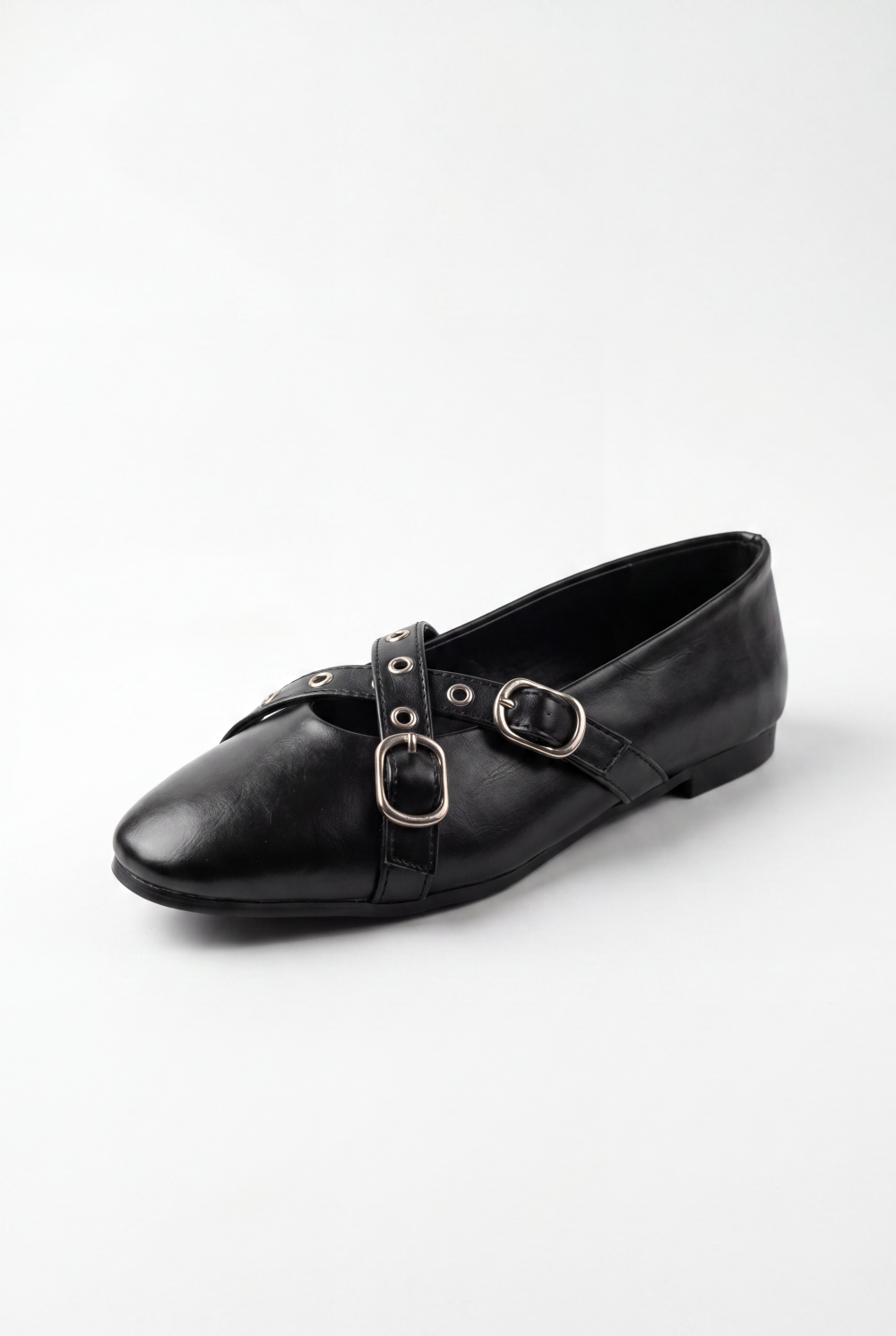 Women’s Tomato Store Mary Jane Flats Multi Strap Buckle Details Metal Eyelet Accents Ballet Flats Shoes