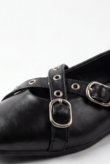 Women’s Tomato Store Mary Jane Flats Multi Strap Buckle Details Metal Eyelet Accents Ballet Flats Shoes