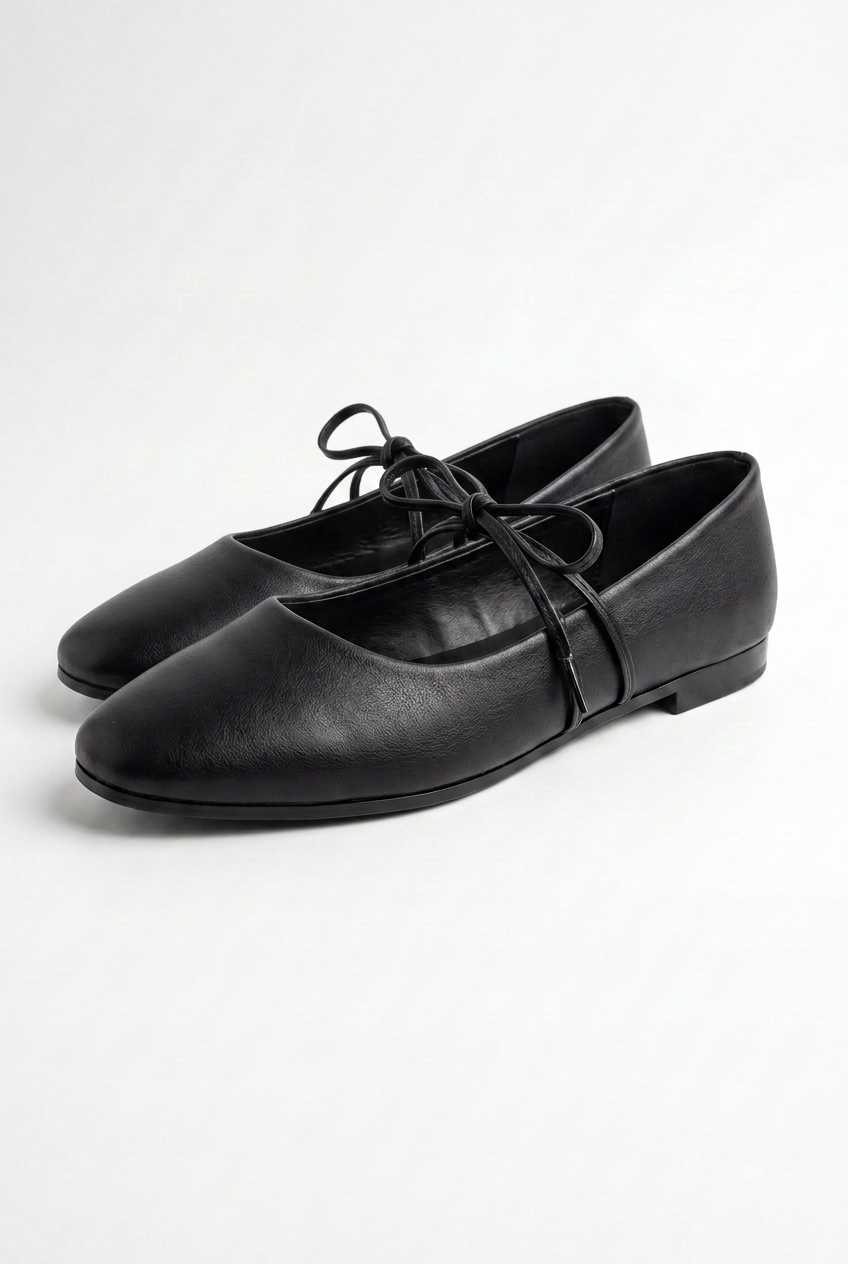 Women’s Tomato Store Lace Up Ballet Flats Shoes Minimal Slip On Design Delicate Tie Detail