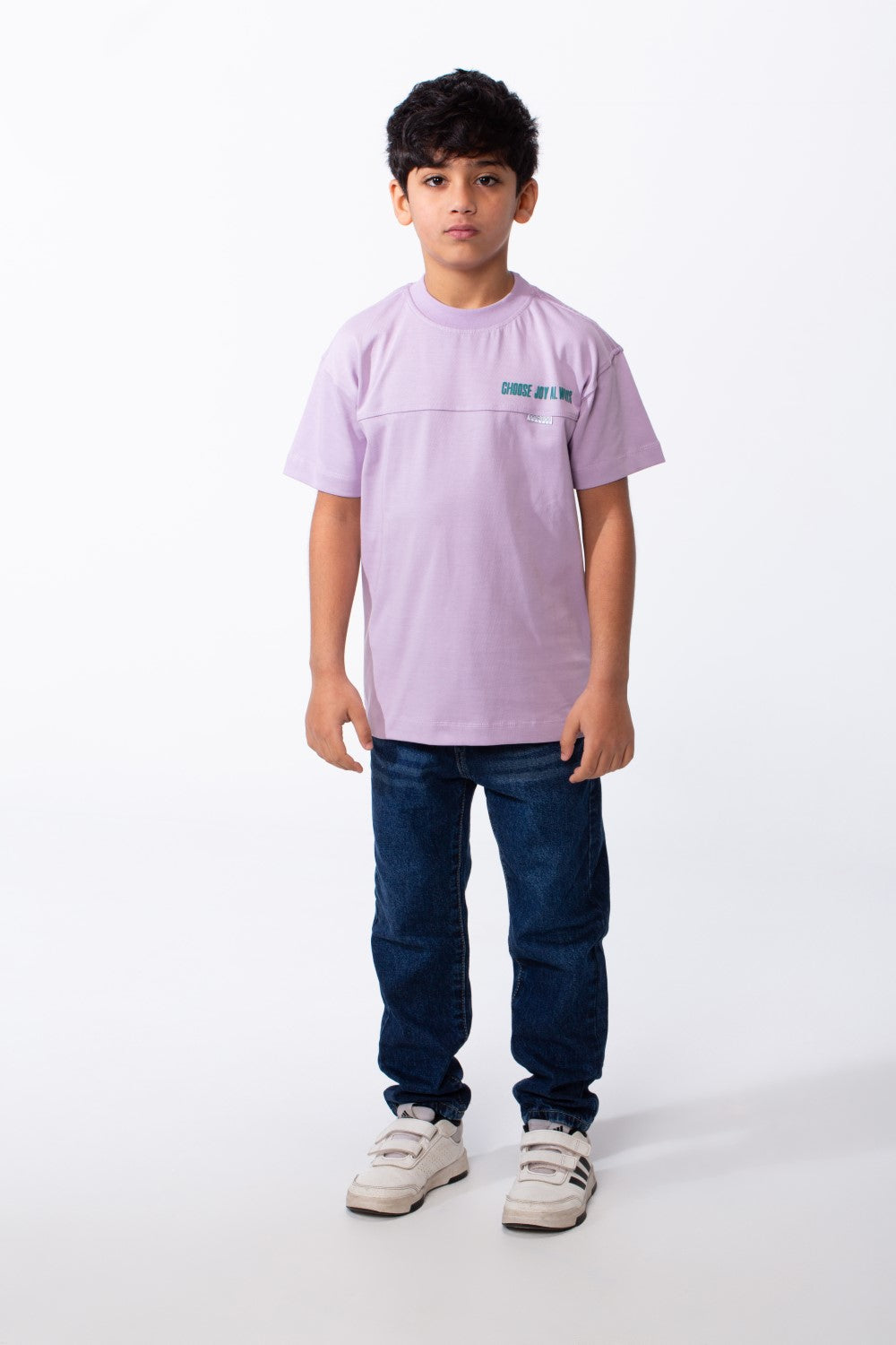 Boy's Ribbed Crew Neck Chest Visible Stitching Line Text Print Practical All Day Slim Fit Tomato Store T-Shirt