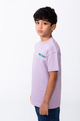 Boy's Ribbed Crew Neck Chest Visible Stitching Line Text Print Practical All Day Slim Fit Tomato Store T-Shirt
