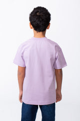 Boy's Ribbed Crew Neck Chest Visible Stitching Line Text Print Practical All Day Slim Fit Tomato Store T-Shirt