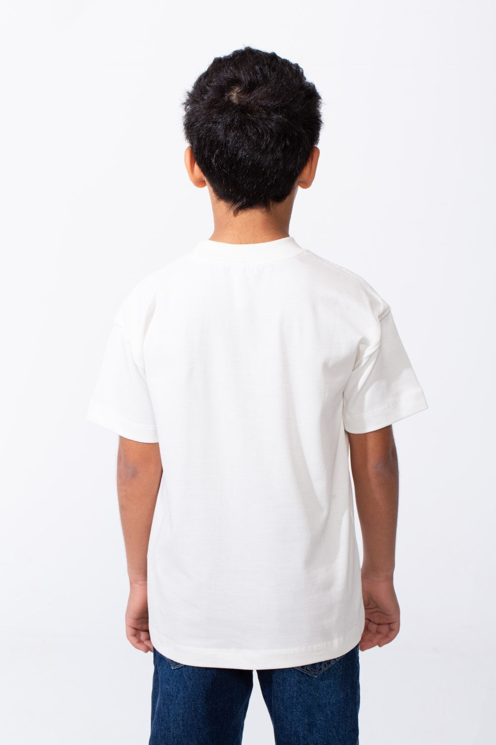 Boy's Ribbed Crew Neck Chest Visible Stitching Line Text Print Practical All Day Slim Fit Tomato Store T-Shirt