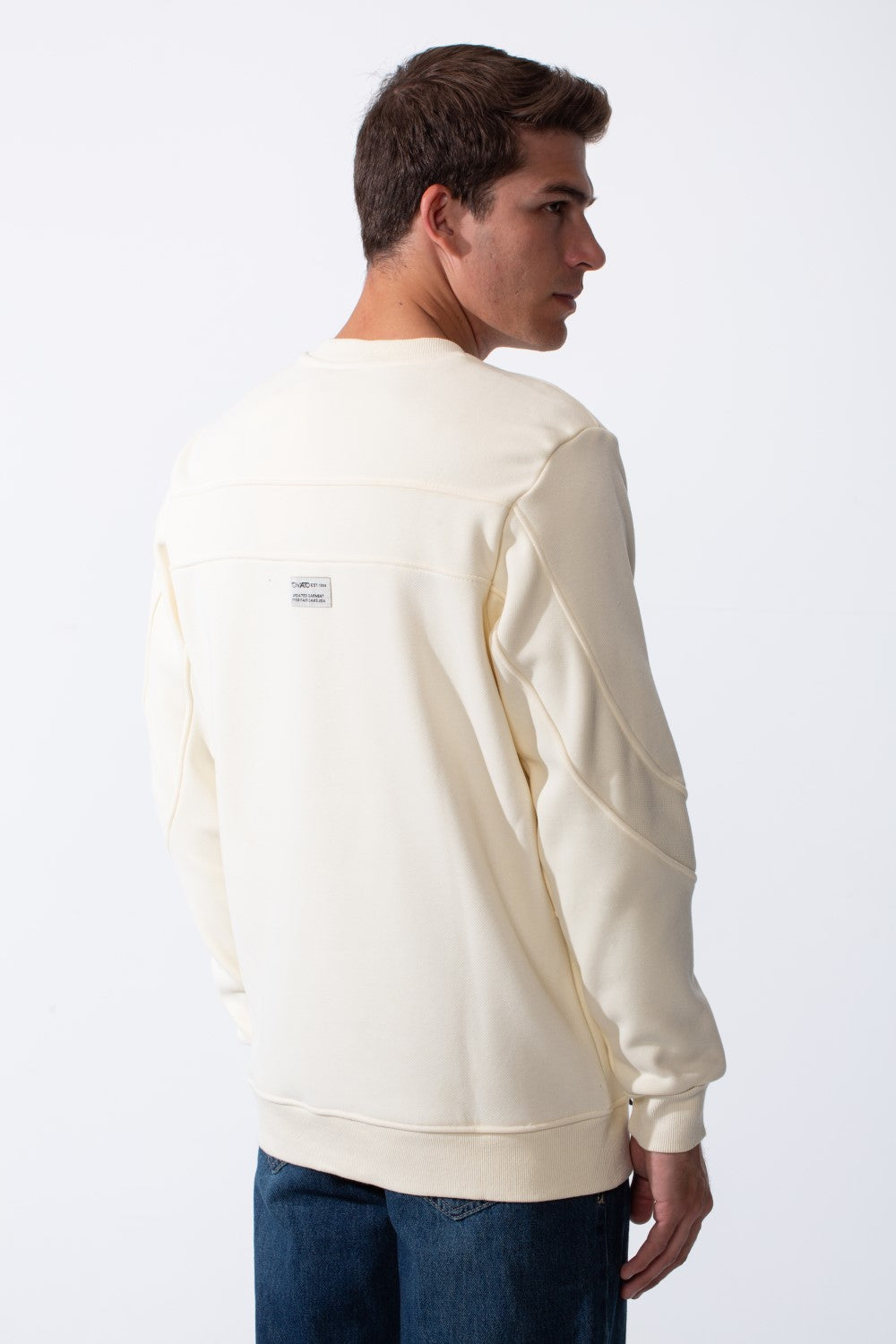 Men's Crew Neck Small Embroidery Matching Graphics Elbows Slim Fit Daily Wear Sweatshirt