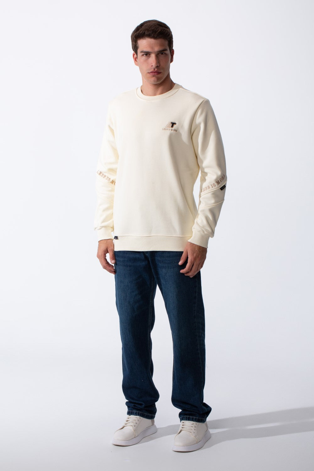 Men's Crew Neck Small Embroidery Matching Graphics Elbows Slim Fit Daily Wear Sweatshirt