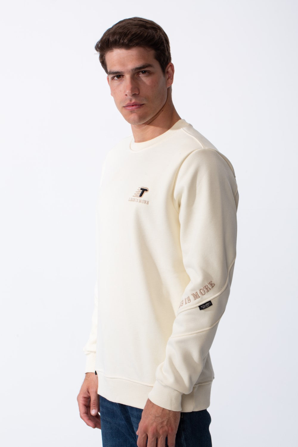 Men's Crew Neck Small Embroidery Matching Graphics Elbows Slim Fit Daily Wear Sweatshirt
