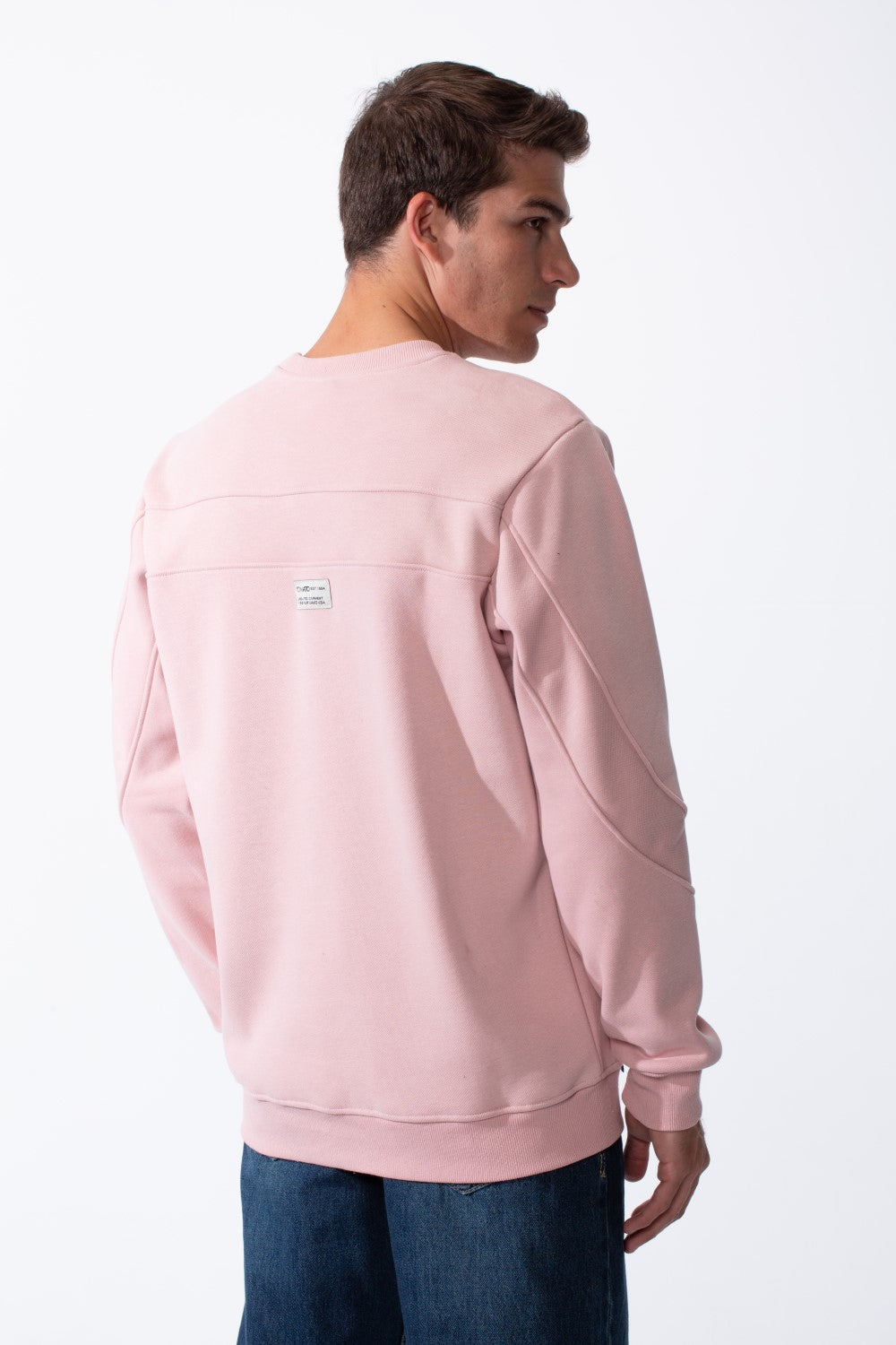 Men's Crew Neck Small Embroidery Matching Graphics Elbows Slim Fit Daily Wear Sweatshirt