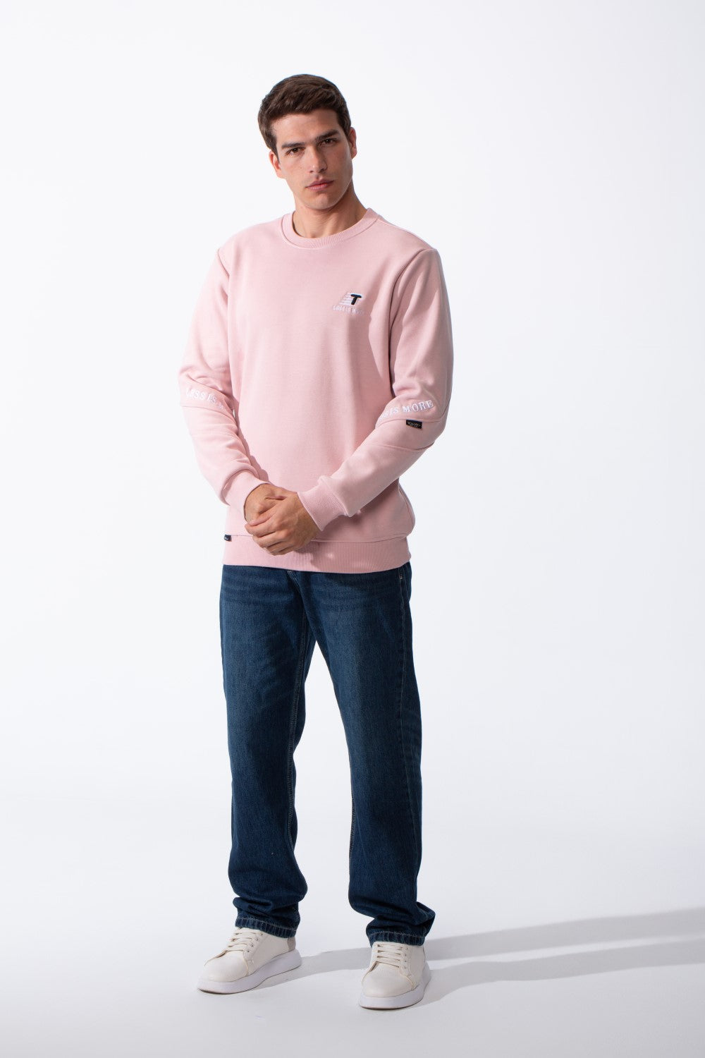 Men's Crew Neck Small Embroidery Matching Graphics Elbows Slim Fit Daily Wear Sweatshirt
