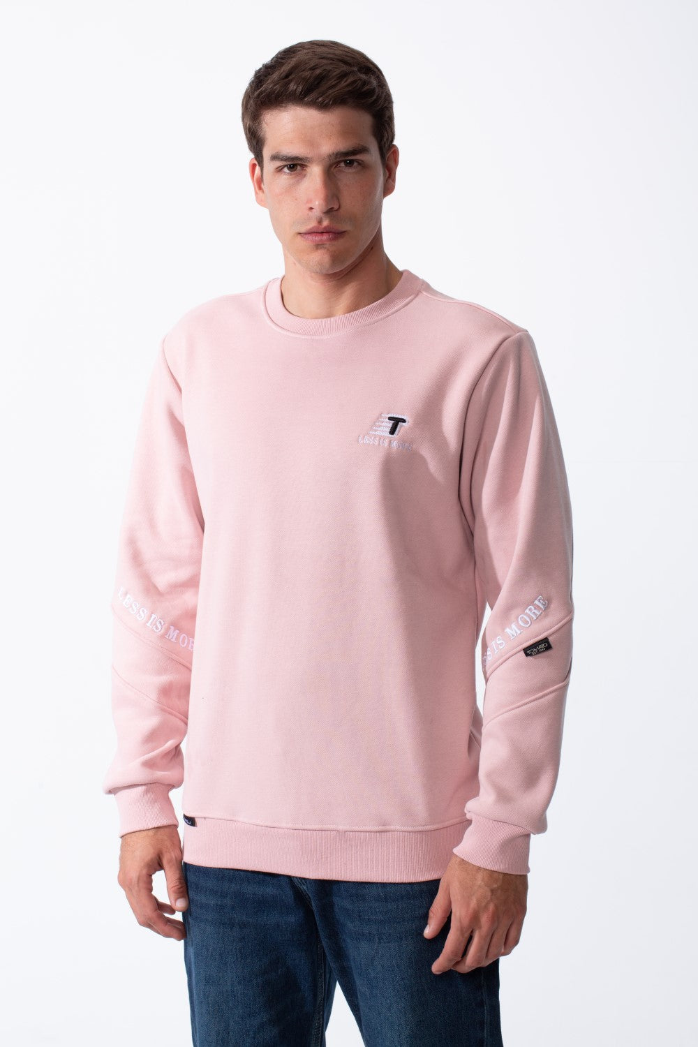 Men's Crew Neck Small Embroidery Matching Graphics Elbows Slim Fit Daily Wear Sweatshirt