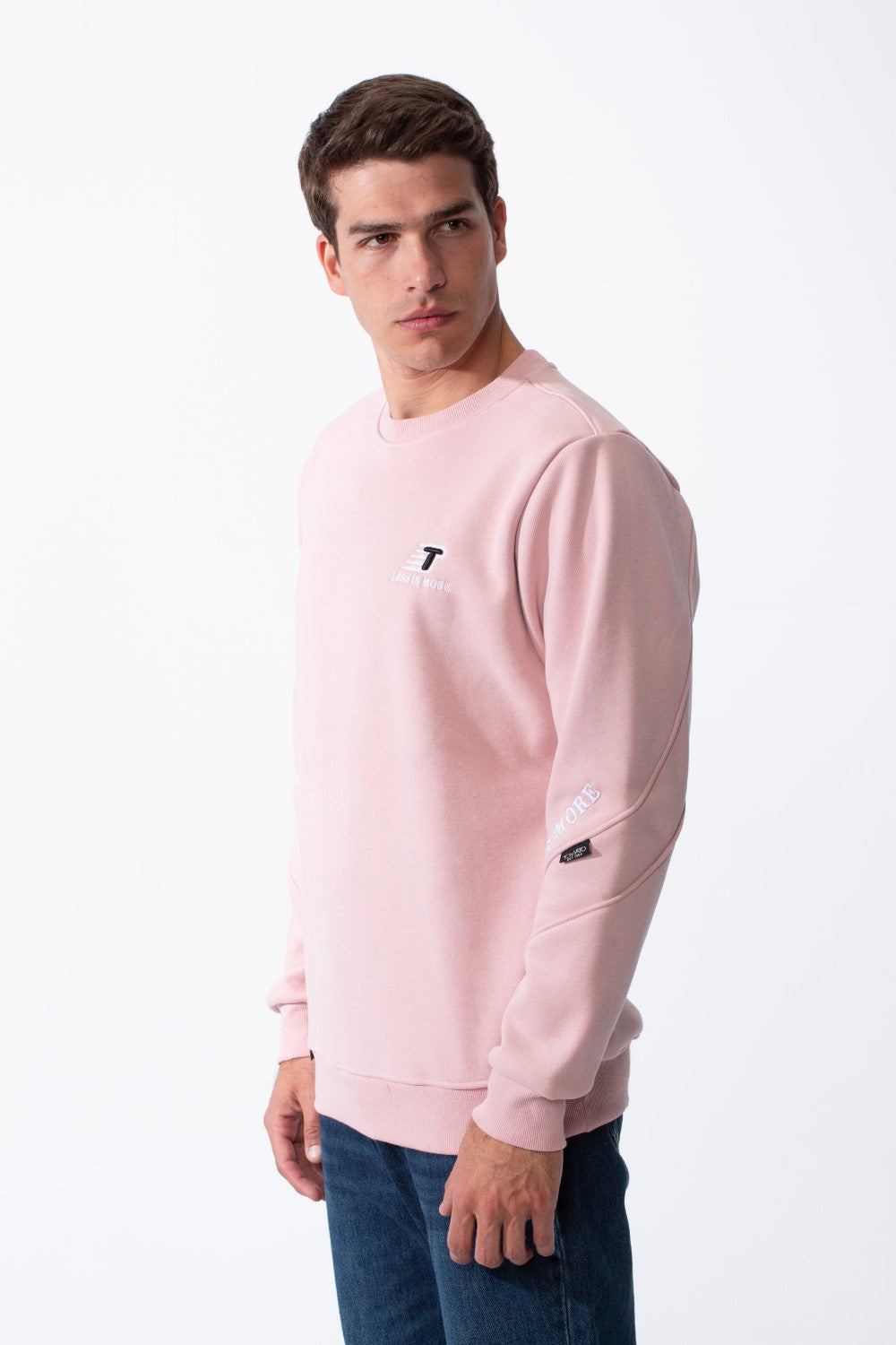 Men's Crew Neck Small Embroidery Matching Graphics Elbows Slim Fit Daily Wear Sweatshirt