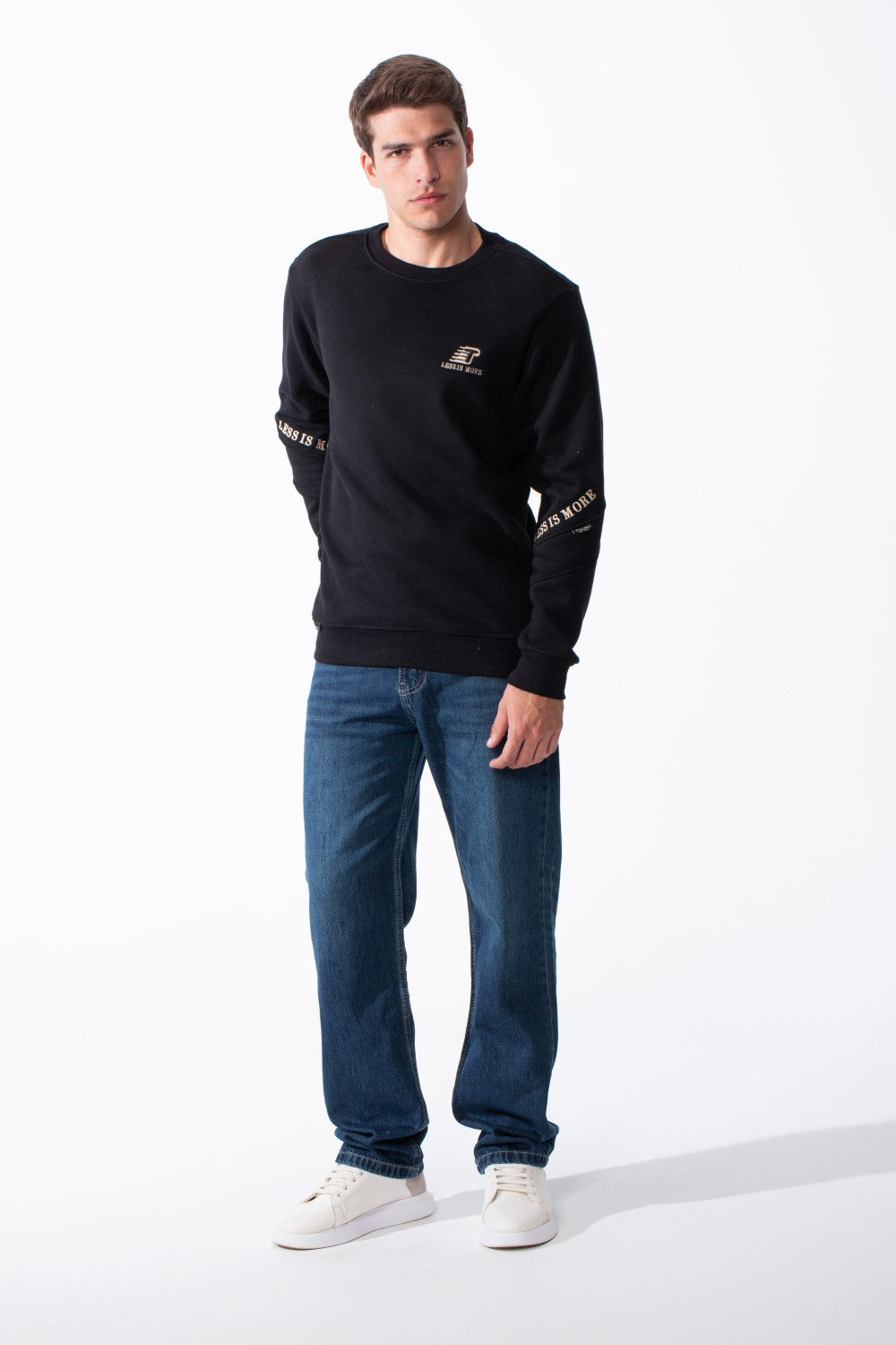 Men's Crew Neck Small Embroidery Matching Graphics Elbows Slim Fit Daily Wear Sweatshirt