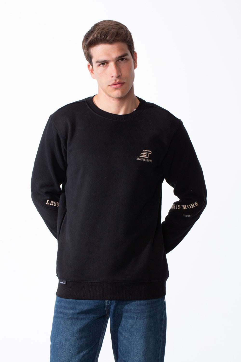 Men's Crew Neck Small Embroidery Matching Graphics Elbows Slim Fit Daily Wear Sweatshirt