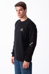 Men's Crew Neck Small Embroidery Matching Graphics Elbows Slim Fit Daily Wear Sweatshirt