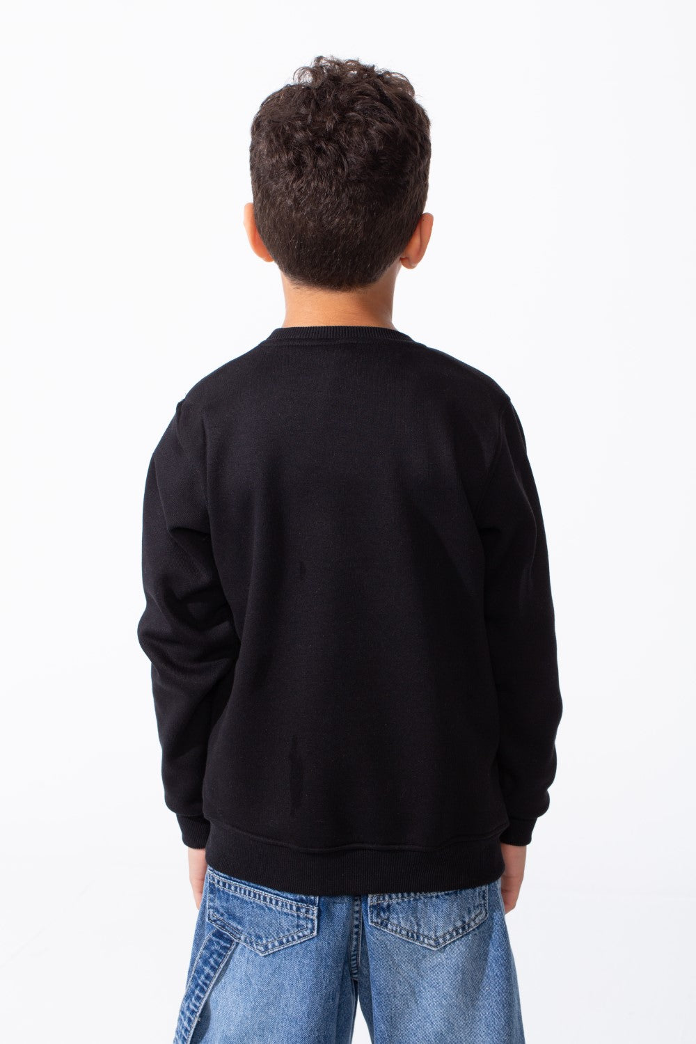 Boy's Long Sleeve Ribbed Cuffs Crew Neck Front Bold Text Casual Slim Fit Sweatshirt
