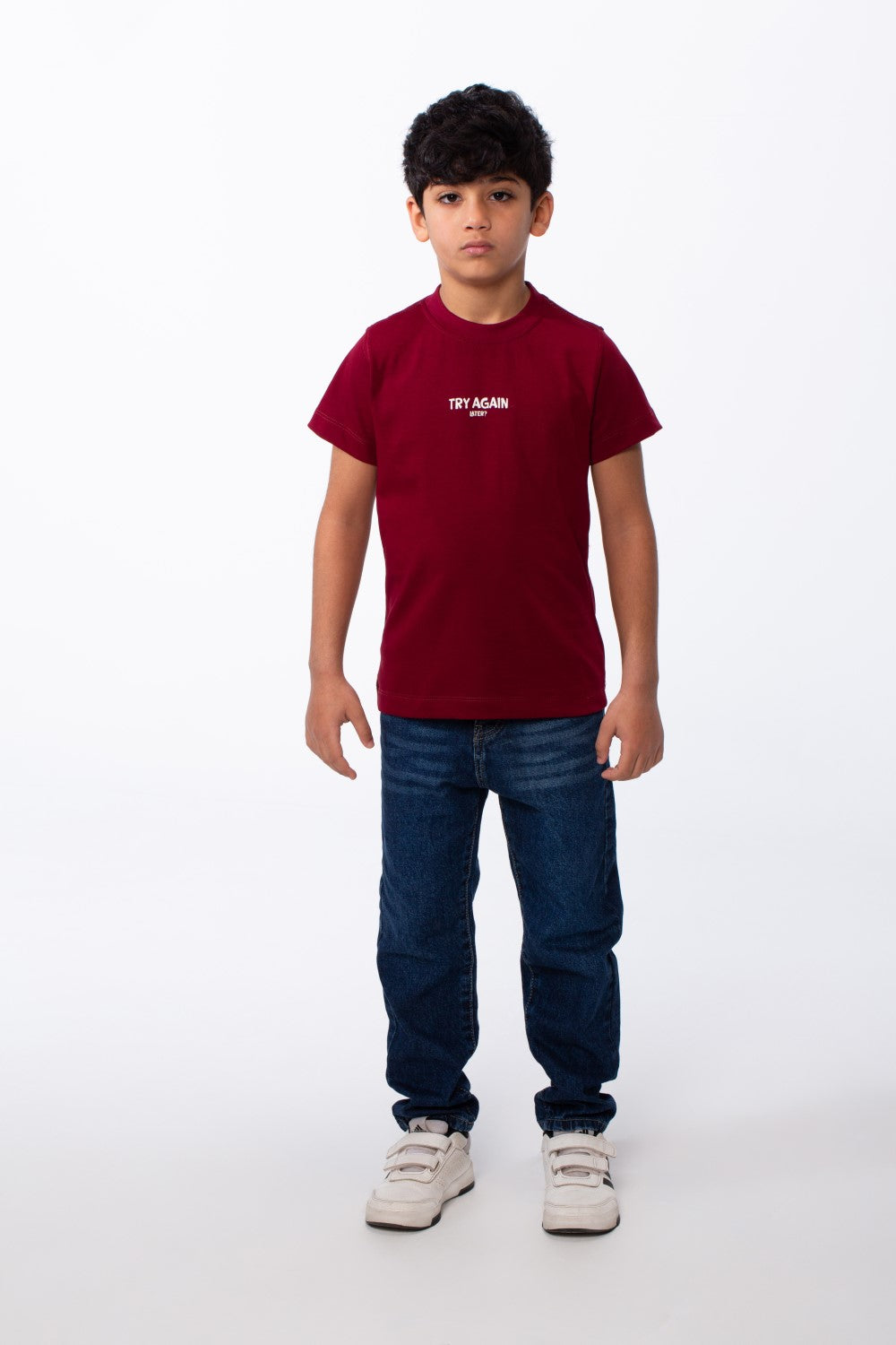 Boy's Short Sleeves Ribbed Crew Neckline Bold Text Print Breathable Comfort And Versatile T-Shirt