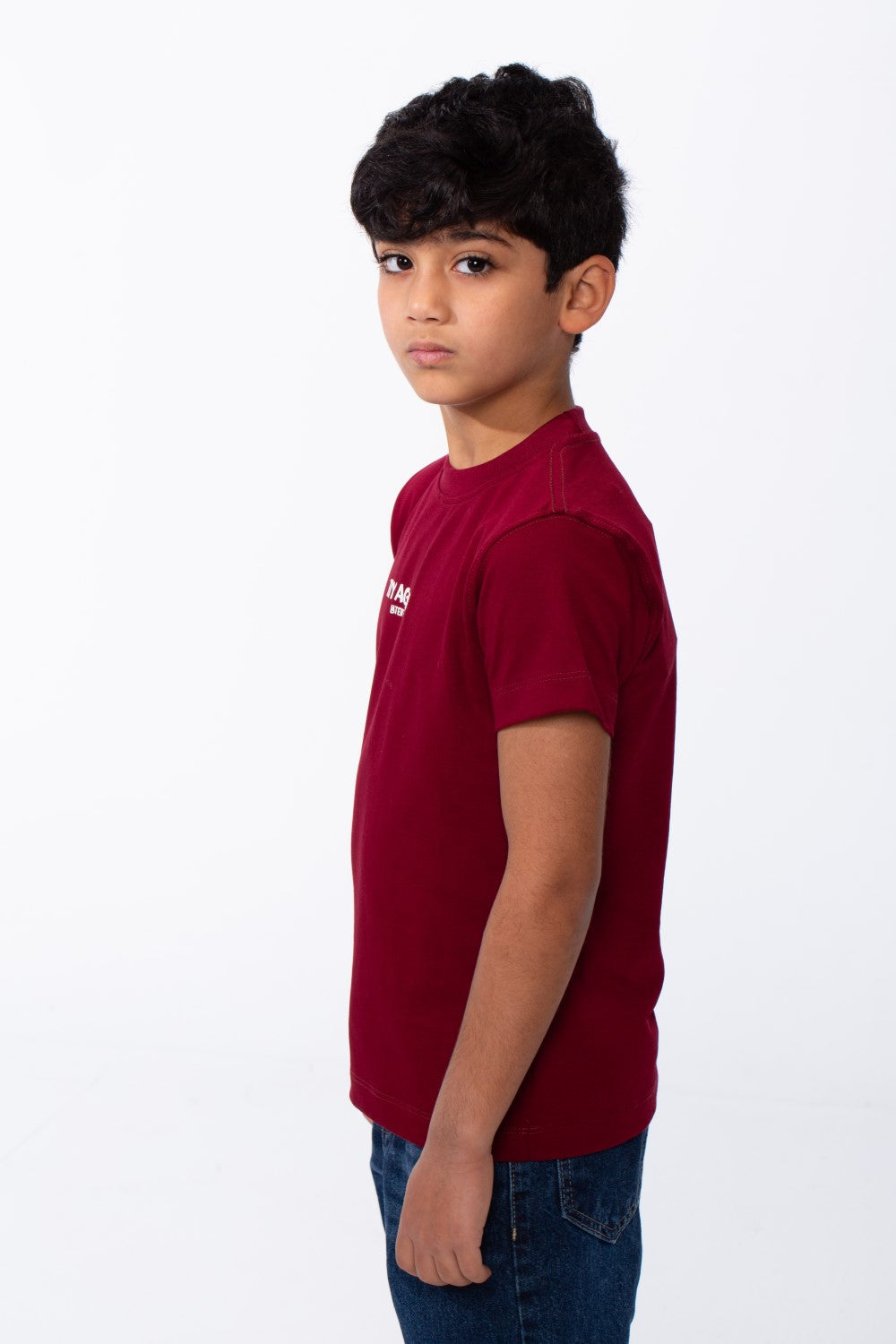 Boy's Short Sleeves Ribbed Crew Neckline Bold Text Print Breathable Comfort And Versatile T-Shirt