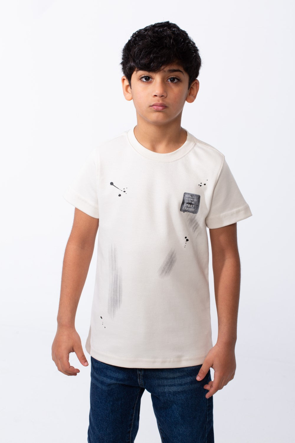 Boy's T-Shirt Ribbed Crew Neck Paint-Splatter Graphics Breathable Comfort Fabric Tomato Store