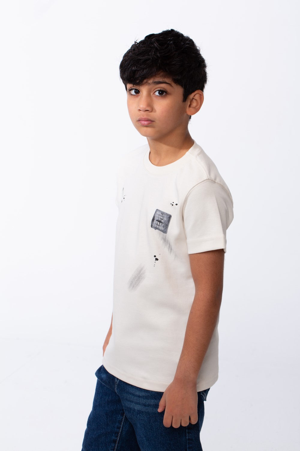 Boy's T-Shirt Ribbed Crew Neck Paint-Splatter Graphics Breathable Comfort Fabric Tomato Store