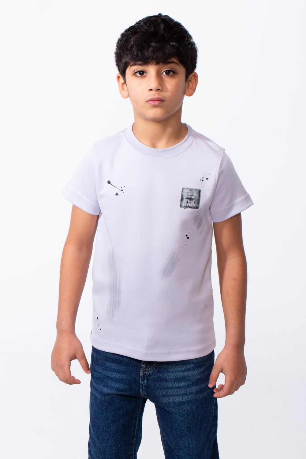 Boy's T-Shirt Ribbed Crew Neck Paint-Splatter Graphics Breathable Comfort Fabric Tomato Store