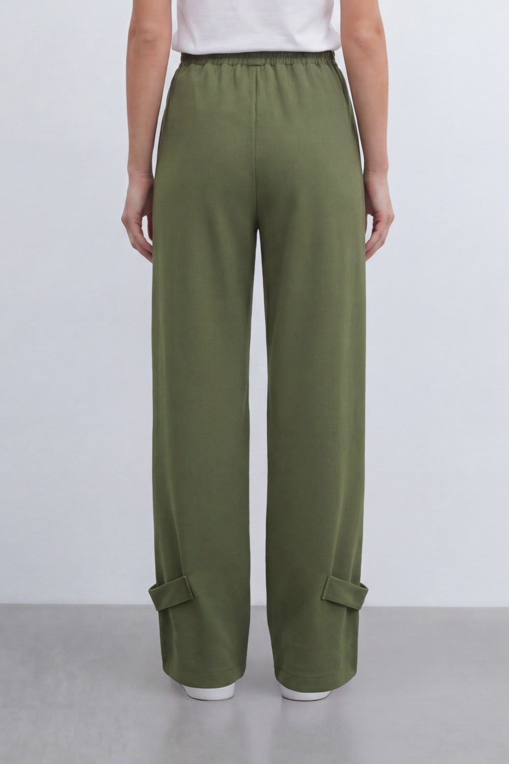 Women’s Tomato Store Utility Basic Pants With Smooth Solid Dye Surface Soft Twill Texture Elastic Waistband Side Pocket Cargo