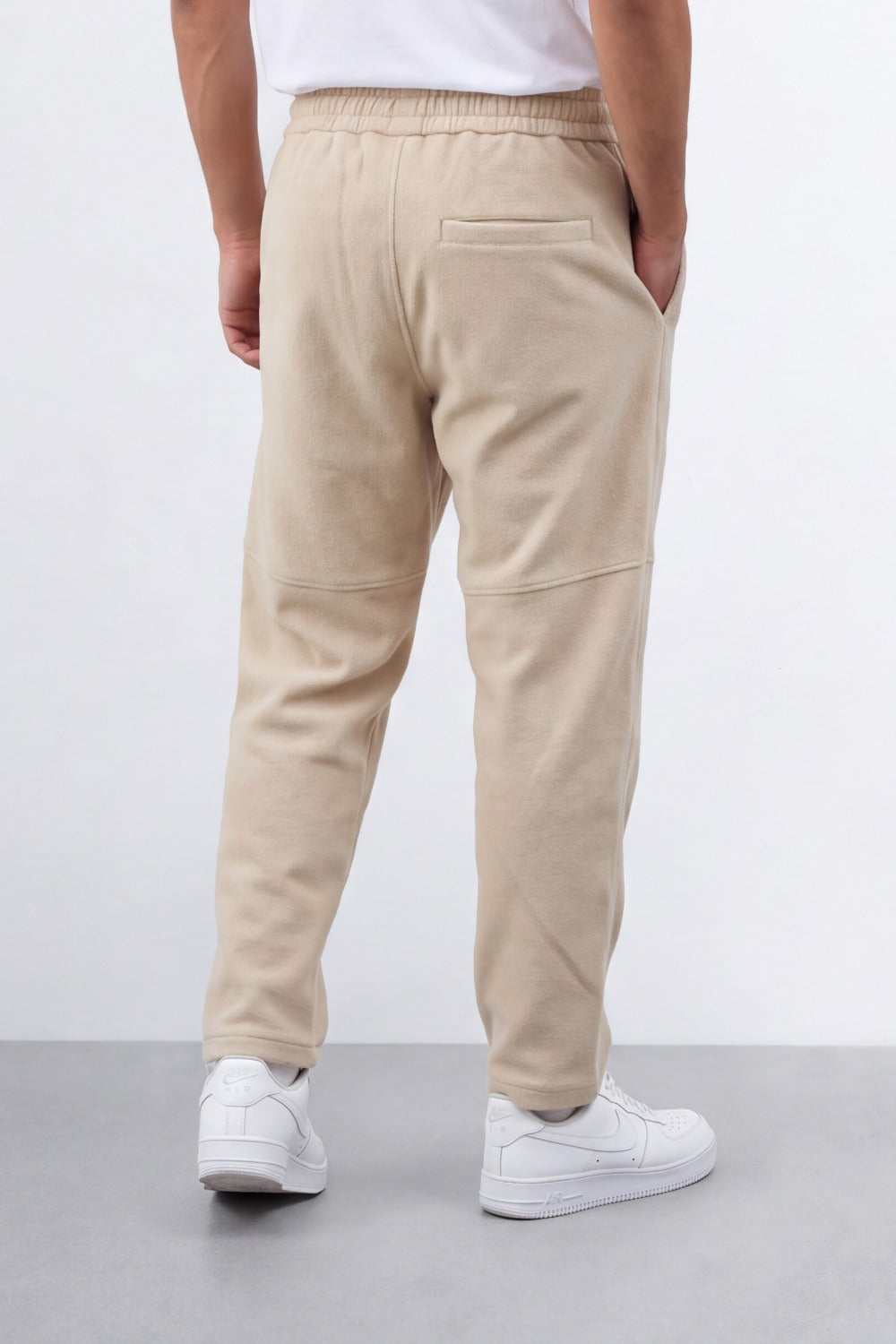 Men's Tomato Store Soft French Terry Jogger Pants Contrast Drawstring Waist Panel Seam Detail