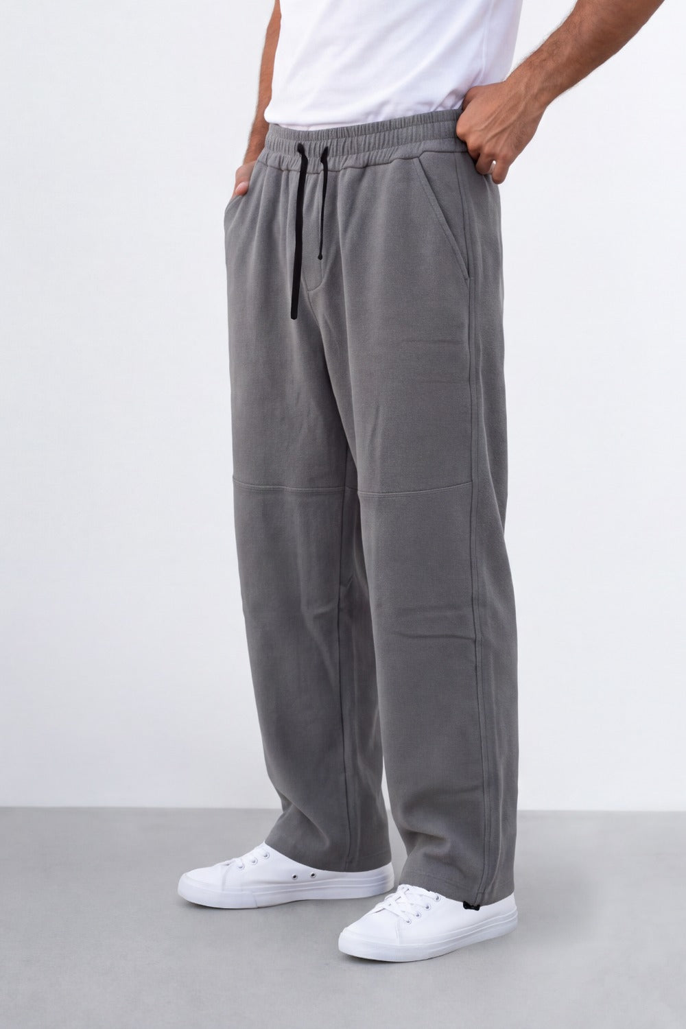 Men's Tomato Store Soft French Terry Jogger Pants Contrast Drawstring Waist Panel Seam Detail
