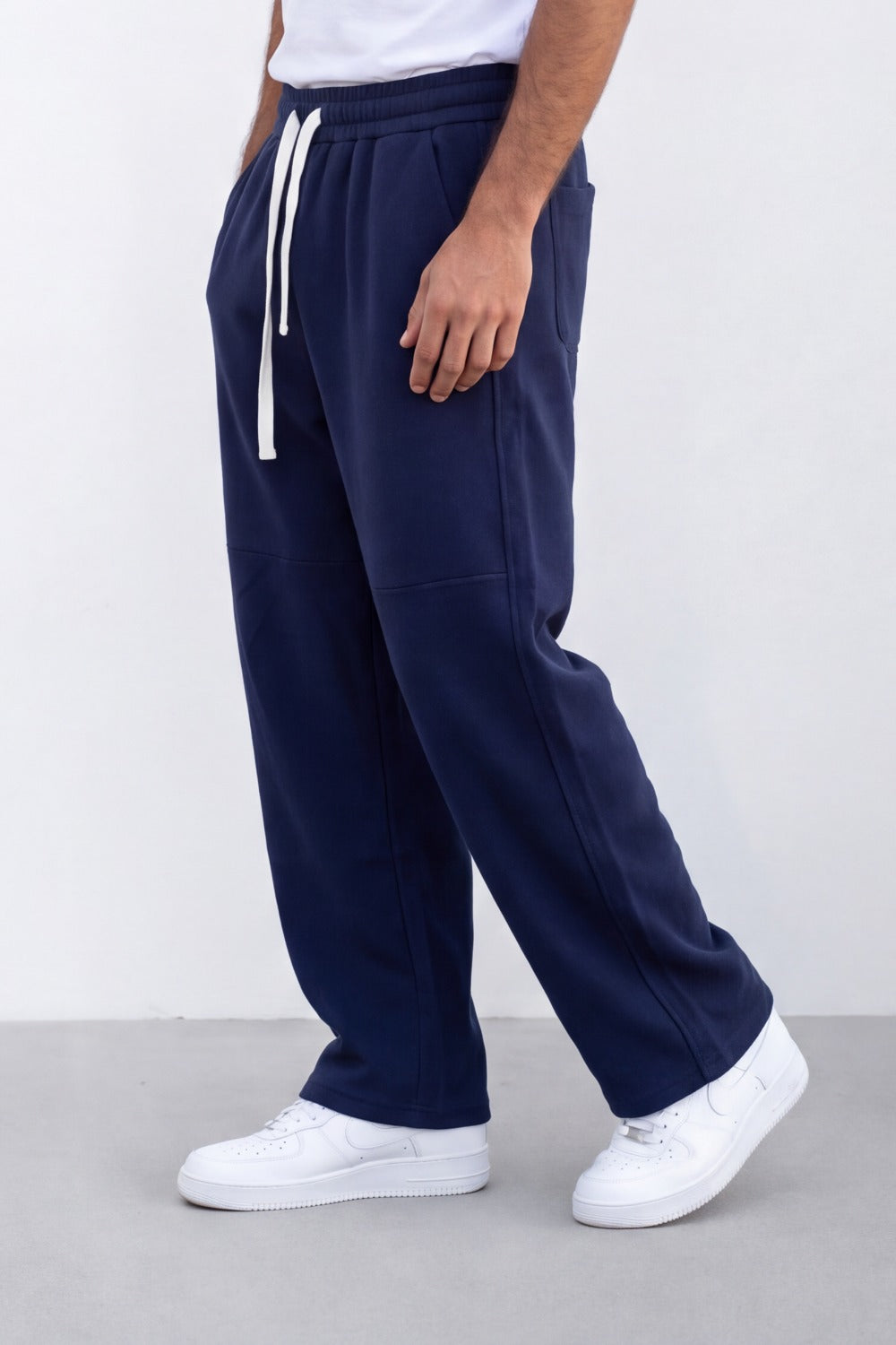 Men's Tomato Store Soft French Terry Jogger Pants Contrast Drawstring Waist Panel Seam Detail