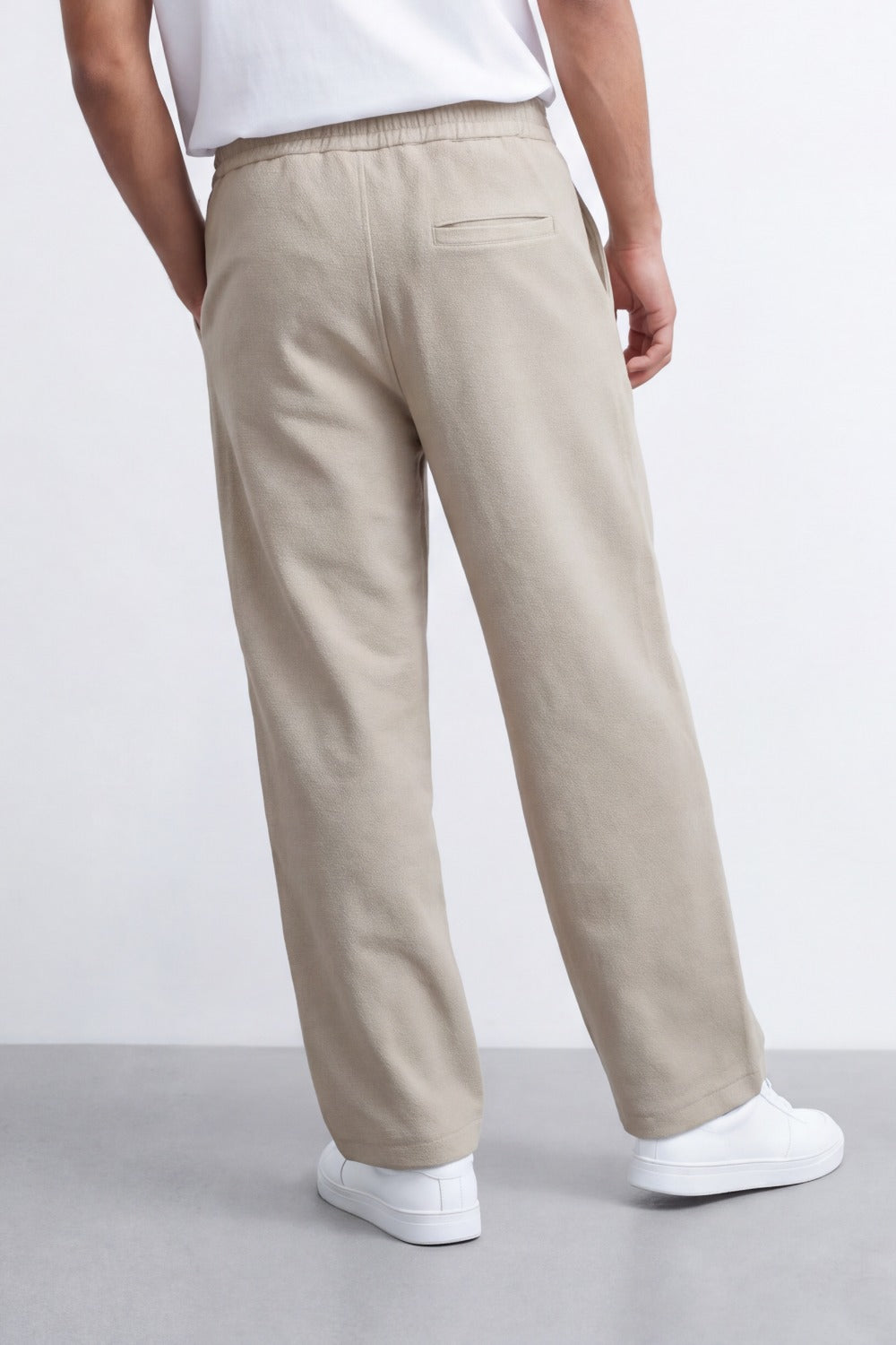 Men's Tomato Store Soft French Terry Jogger Pants Contrast Drawstring Waist Panel Seam Detail
