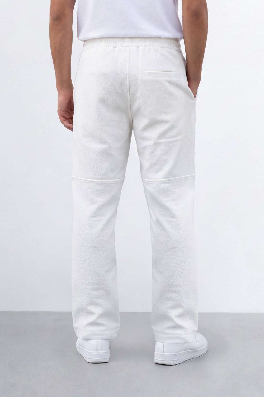 Men's Tomato Store Soft French Terry Jogger Pants Contrast Drawstring Waist Panel Seam Detail