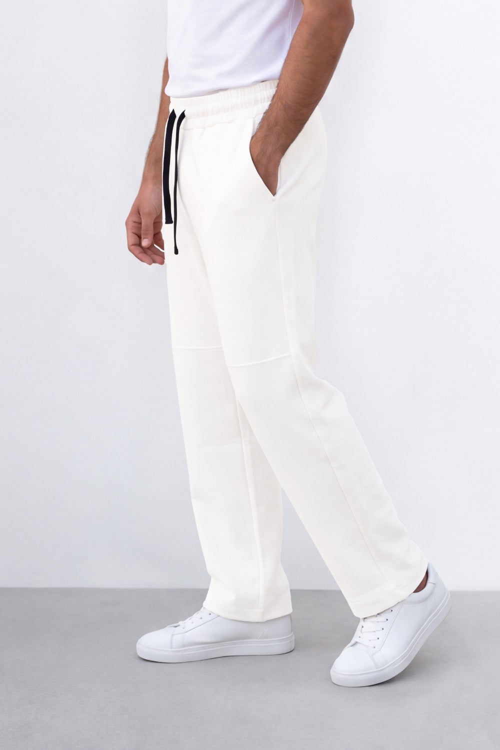 Men's Tomato Store Soft French Terry Jogger Pants Contrast Drawstring Waist Panel Seam Detail