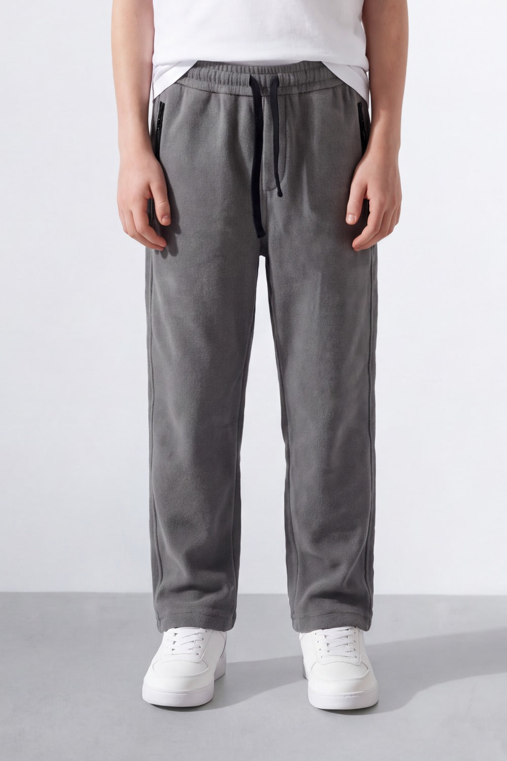 Boy's Tomato Store Soft Woven Jogger Sweatpants Contrast Drawstring Waist Zip Pocket Detail Wide Leg