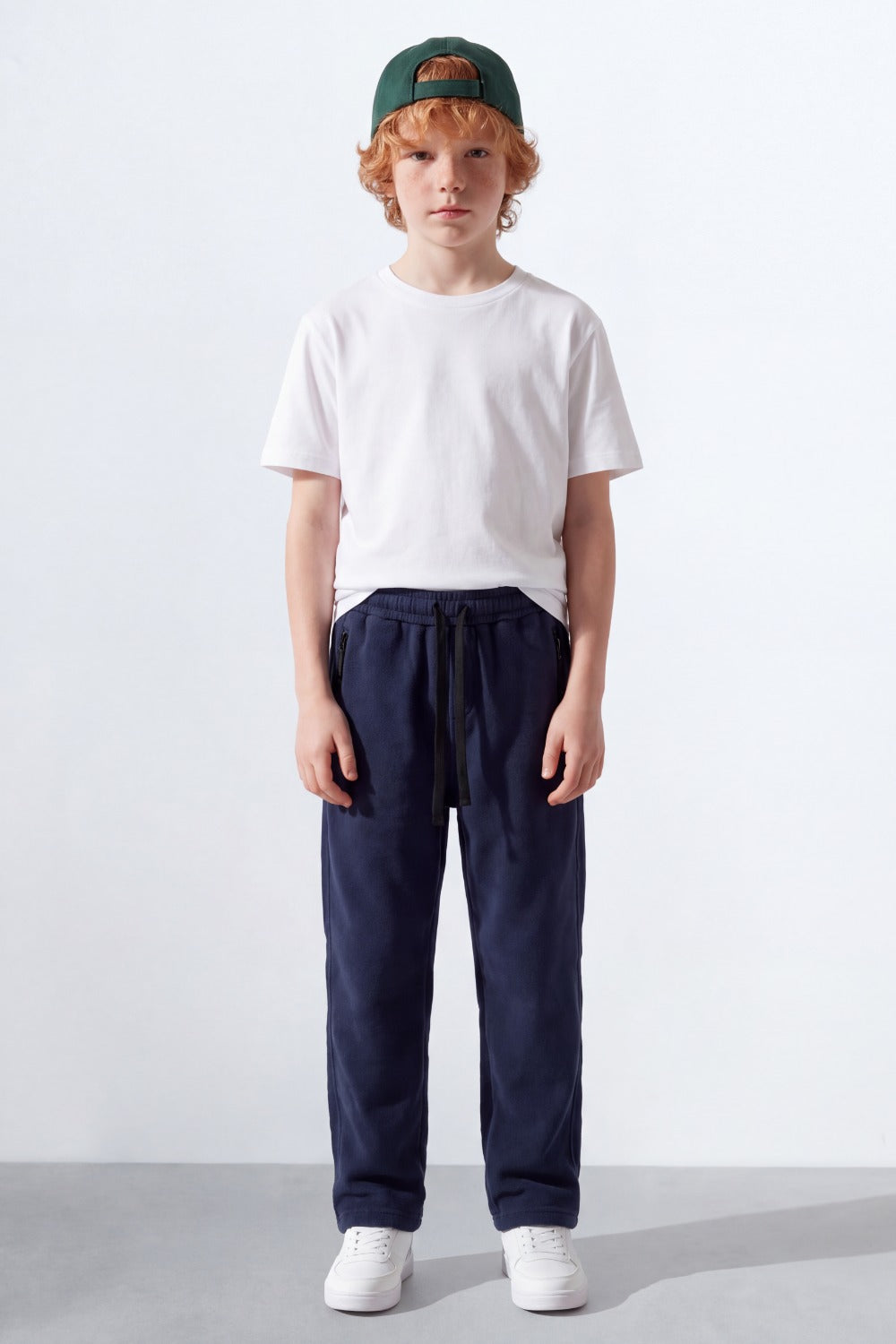Boy's Tomato Store Soft Woven Jogger Sweatpants Contrast Drawstring Waist Zip Pocket Detail Wide Leg