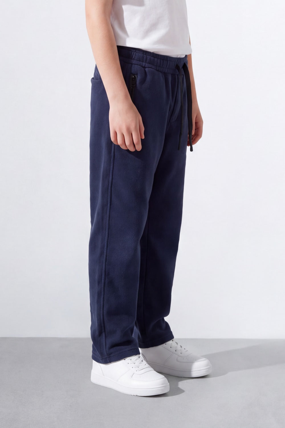 Boy's Tomato Store Soft Woven Jogger Sweatpants Contrast Drawstring Waist Zip Pocket Detail Wide Leg