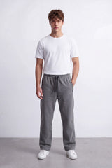 Men's Tomato Store Soft Twill Jogger Sweatpants Elastic Drawstring Waist Side Zip Pocket Detail Wide Leg